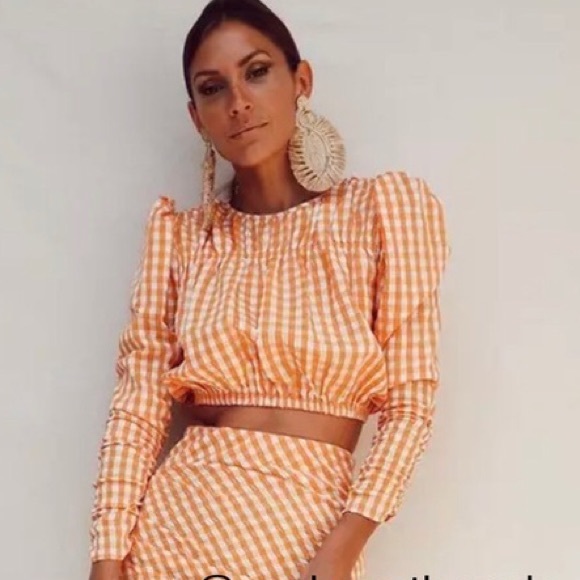 Zara Tops - Zara | Gingham crop top